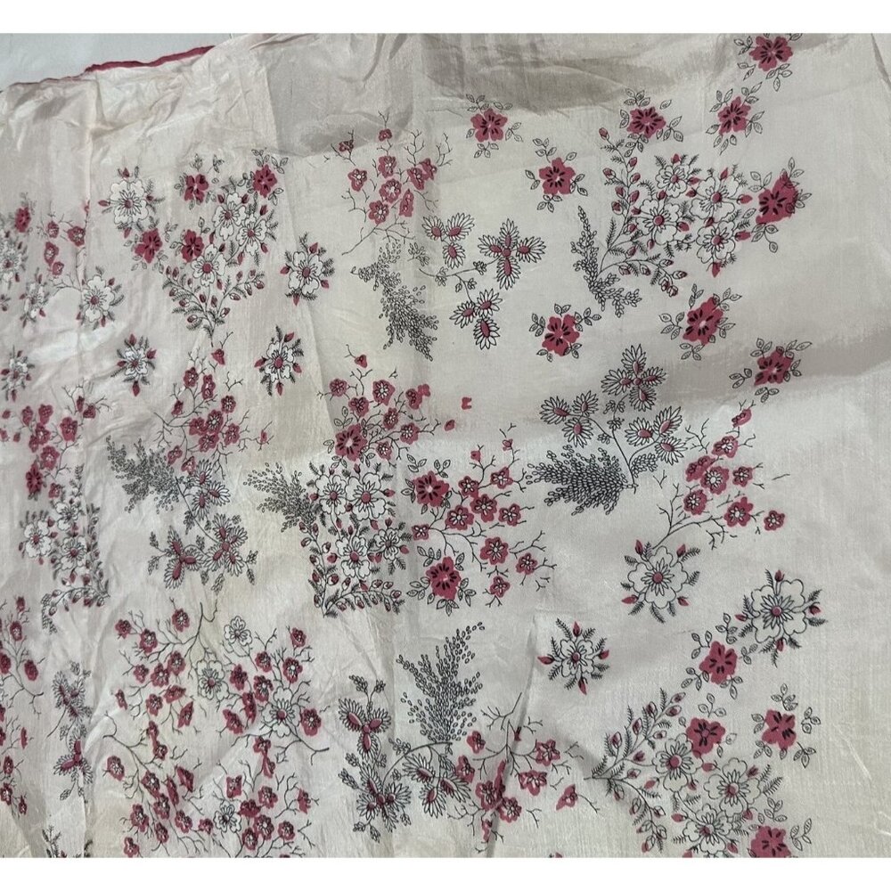 HADSON Scarf Square Pink Floral Vintage Water Repellent Rayon 31"
